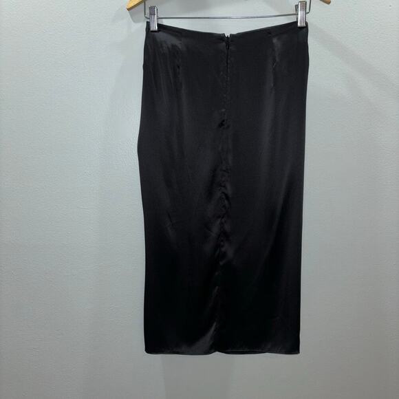 Amanda Uprichard Silk Skirt- Ansley Midi Wrap Slip Silk Black Skirt- Size Small - Picture 7 of 15